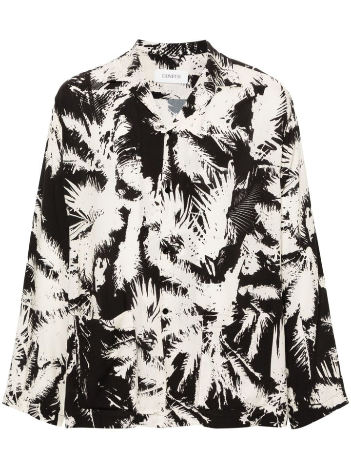 Black Palm print long sleeve shirt
