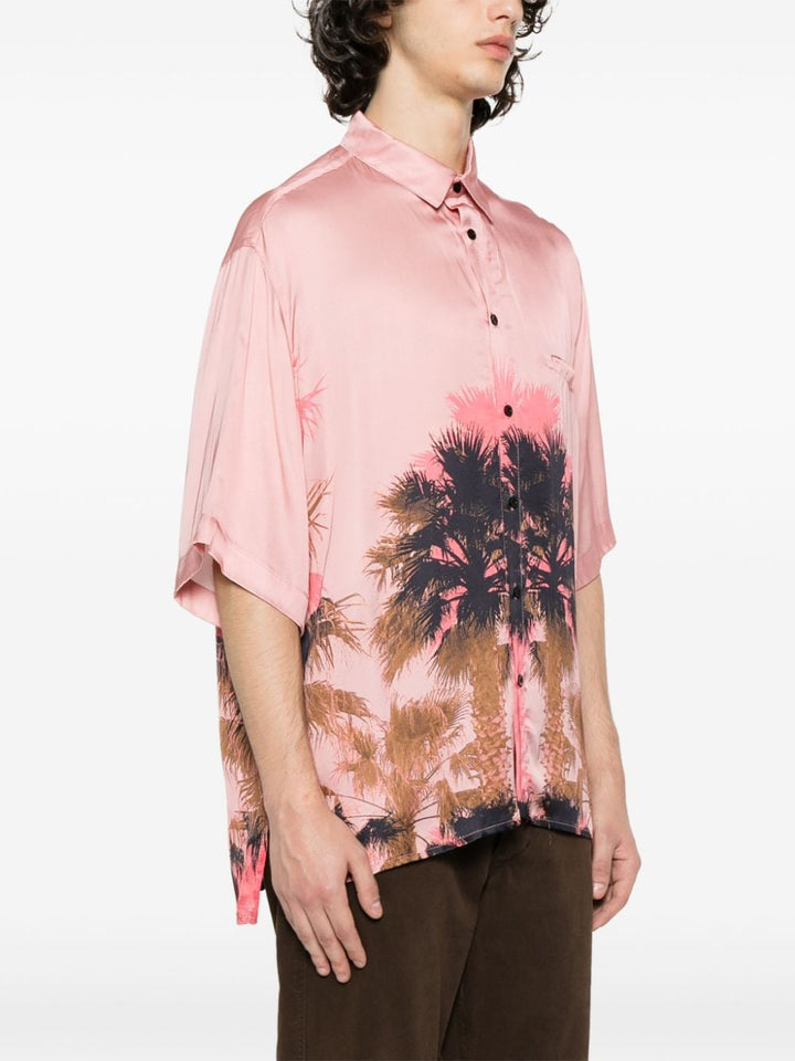 Camicia rosa con stampa Palm