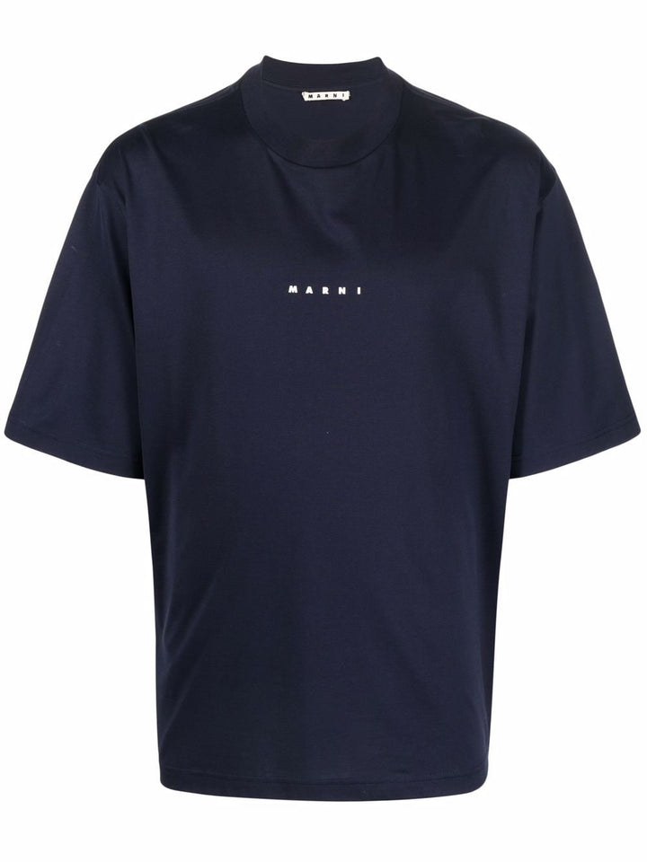 T-shirt logotype blu over