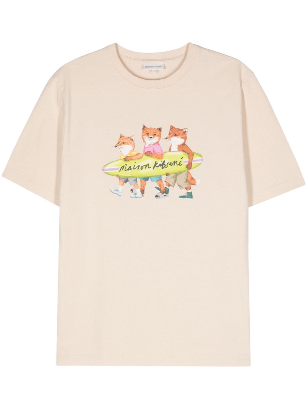 T-shirt surfing foxes beige