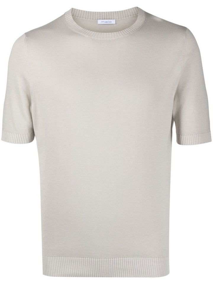 T-shirt in maglia grigio chiaro