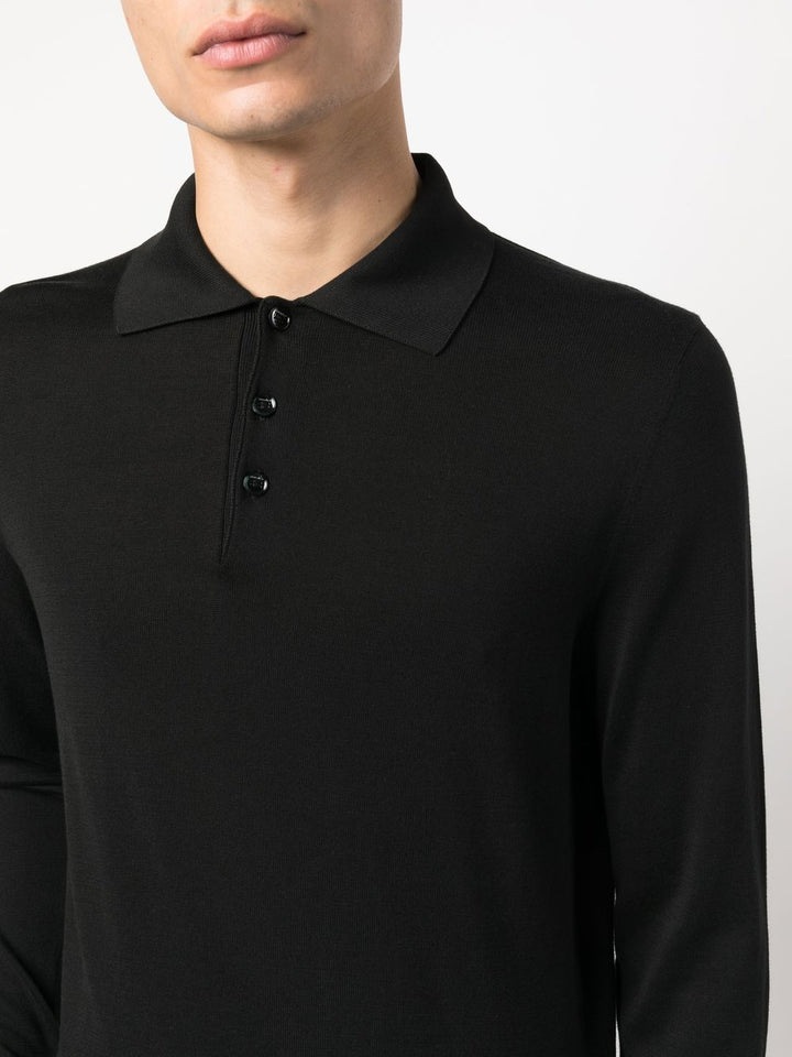 Black long-sleeved polo shirt