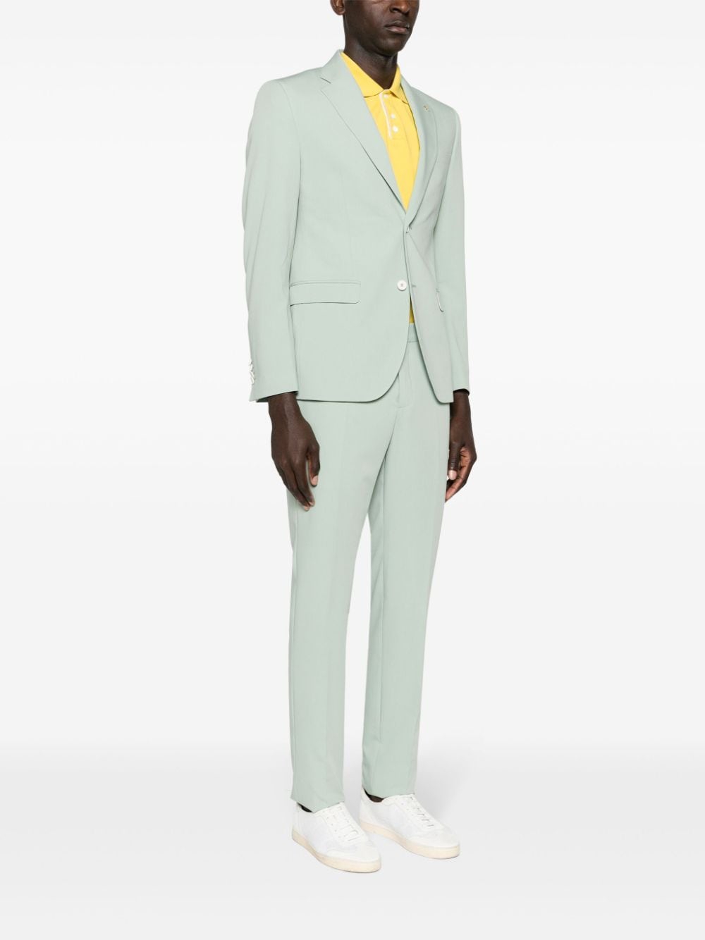 Sage green single-breasted suit
