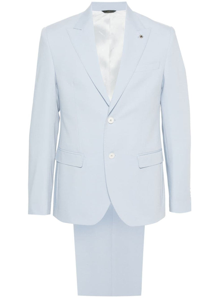 Single-breasted light blue stretch suit