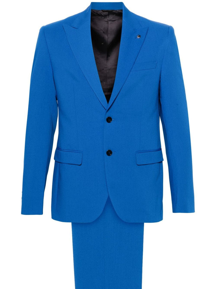 Electric blue stretch single-breasted suit