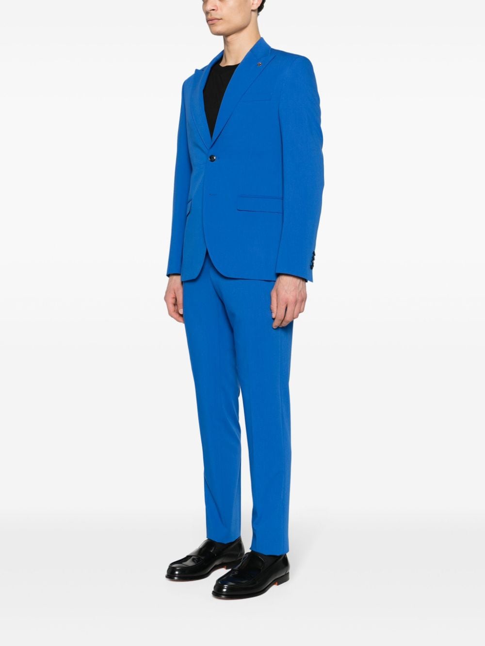 Electric blue stretch single-breasted suit