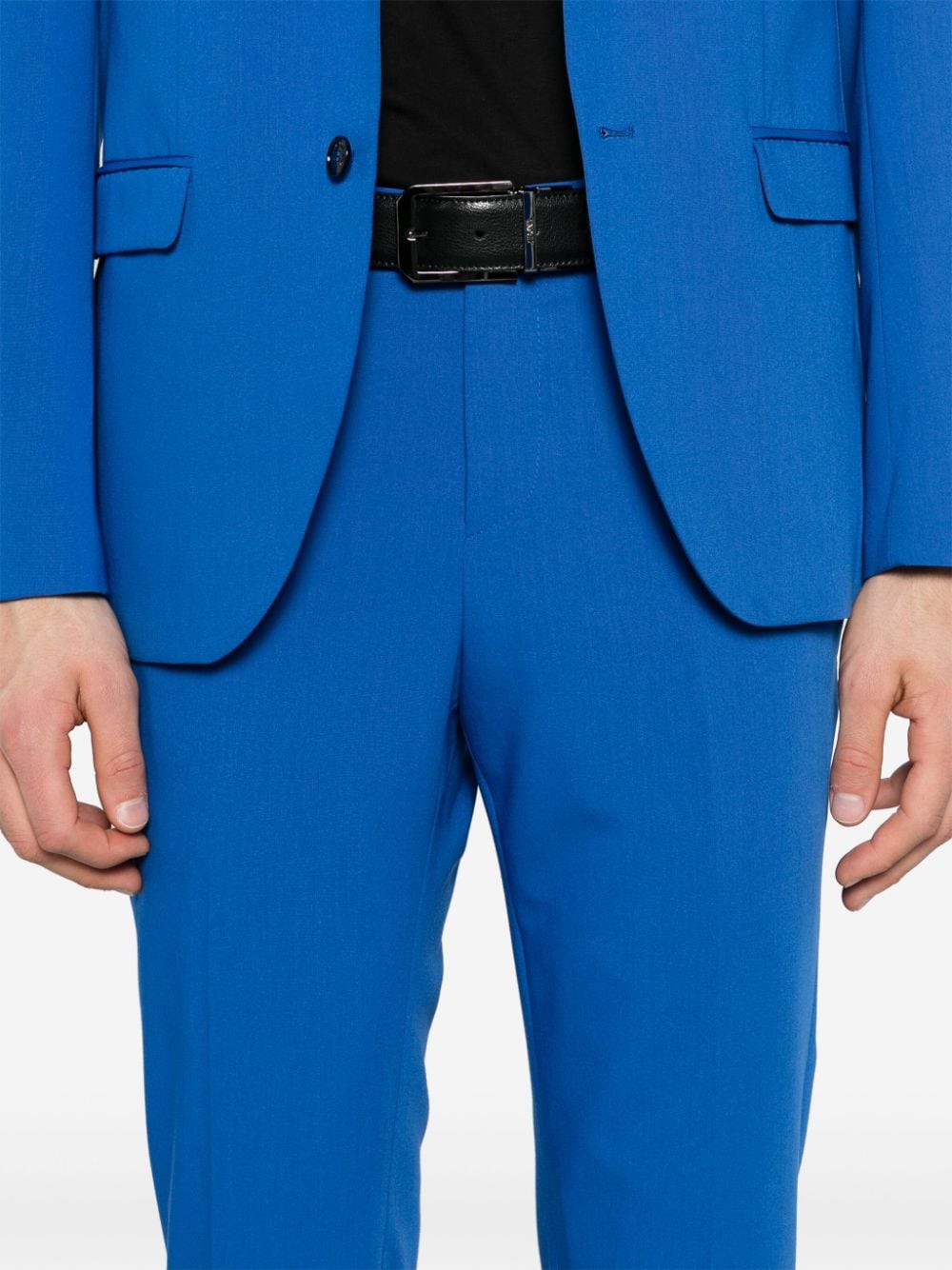 Electric blue stretch single-breasted suit