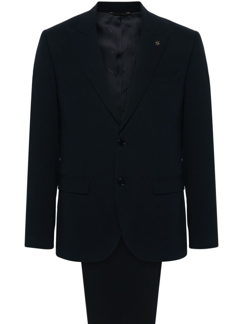 Stretch navy blue single-breasted suit