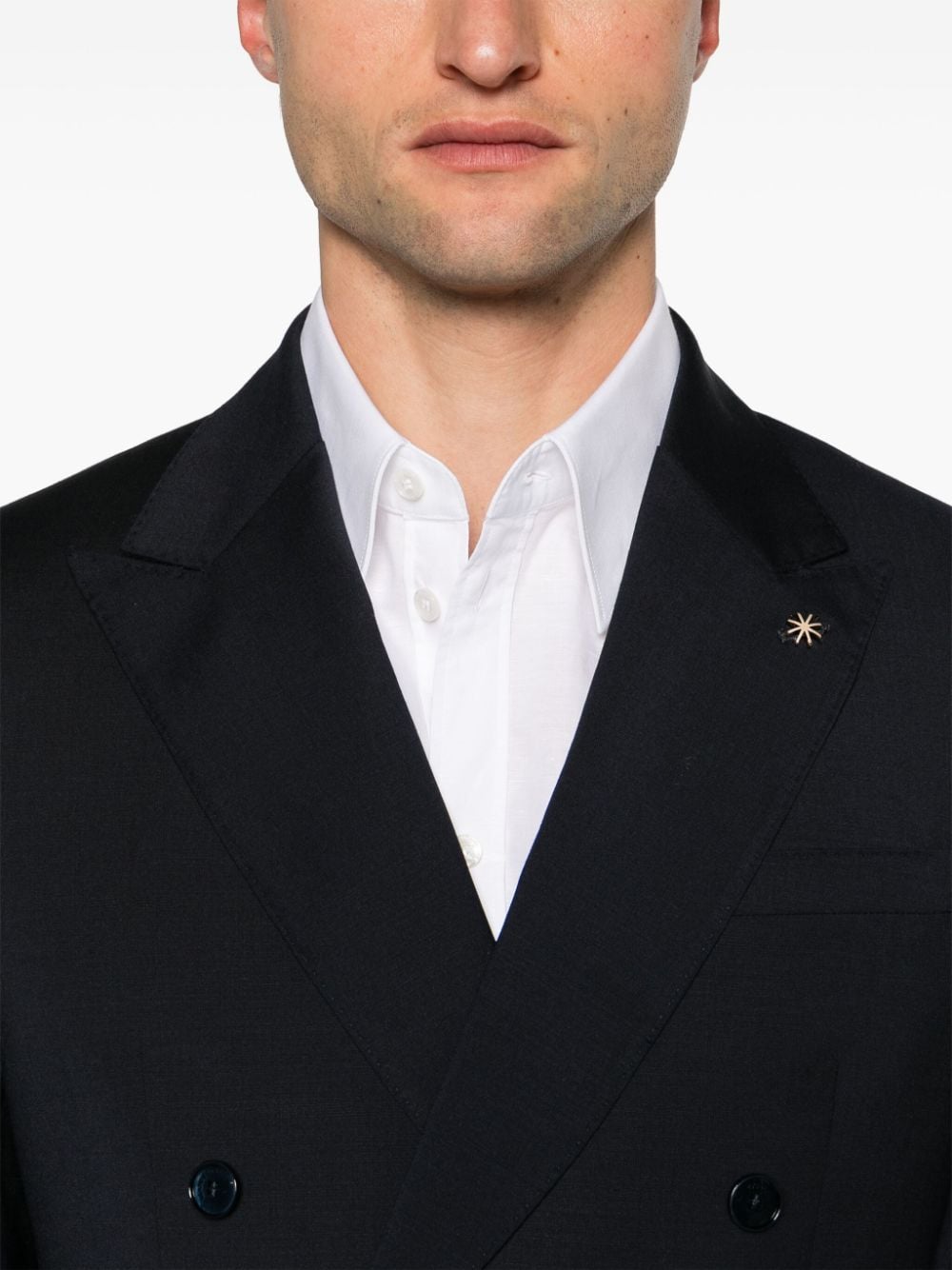Navy blue double-breasted suit
