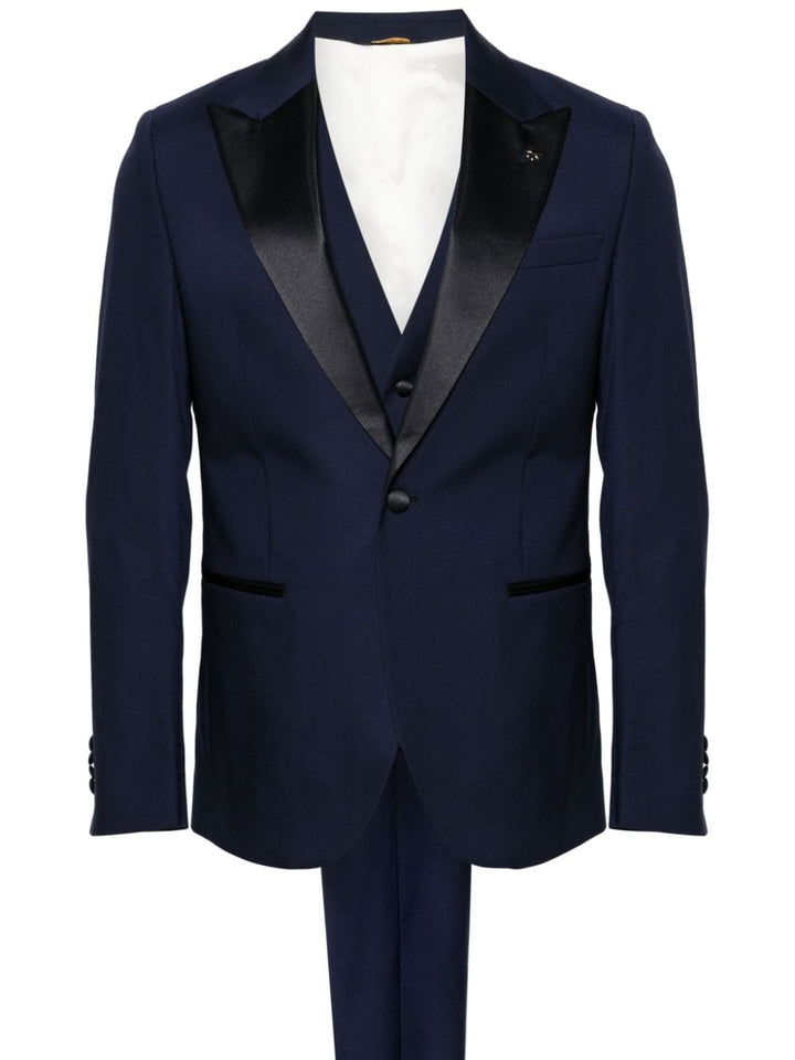 Dark blue single-breasted tuxedo with waistcoat
