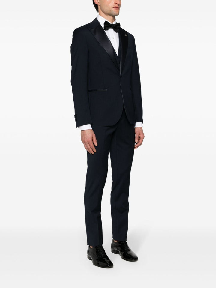 Dark blue single-breasted tuxedo with waistcoat