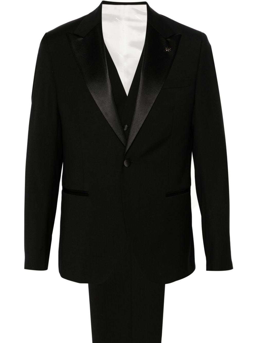 Dark blue single-breasted tuxedo with waistcoat