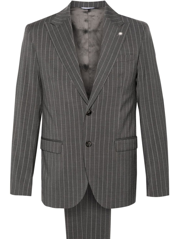 Single-breasted gray pinstriped suit