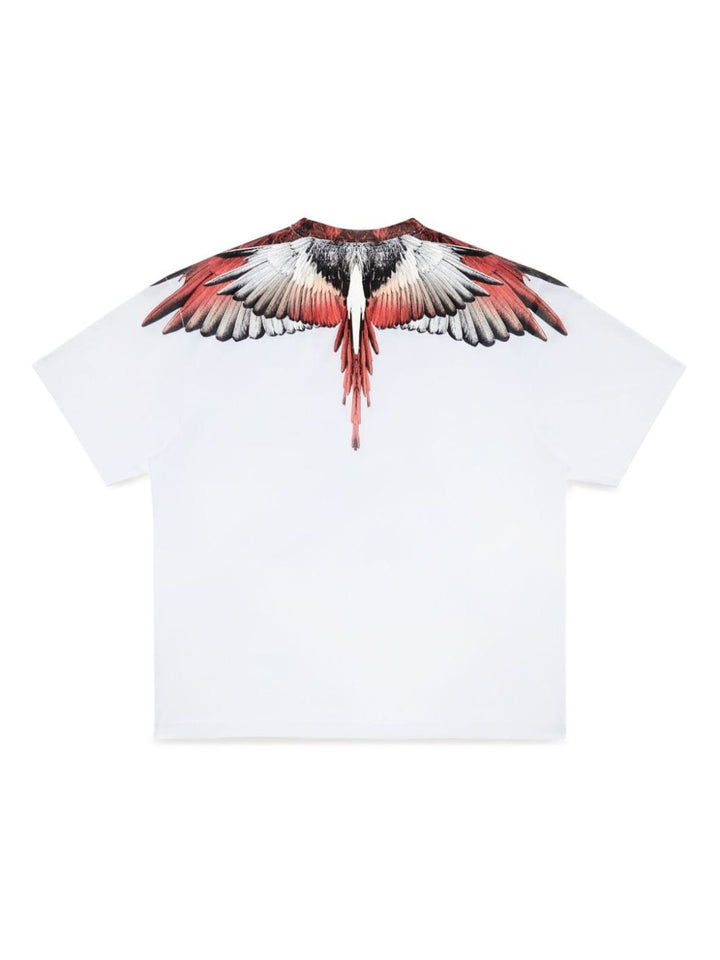 T-shirt bianca stampa icon wings rossa