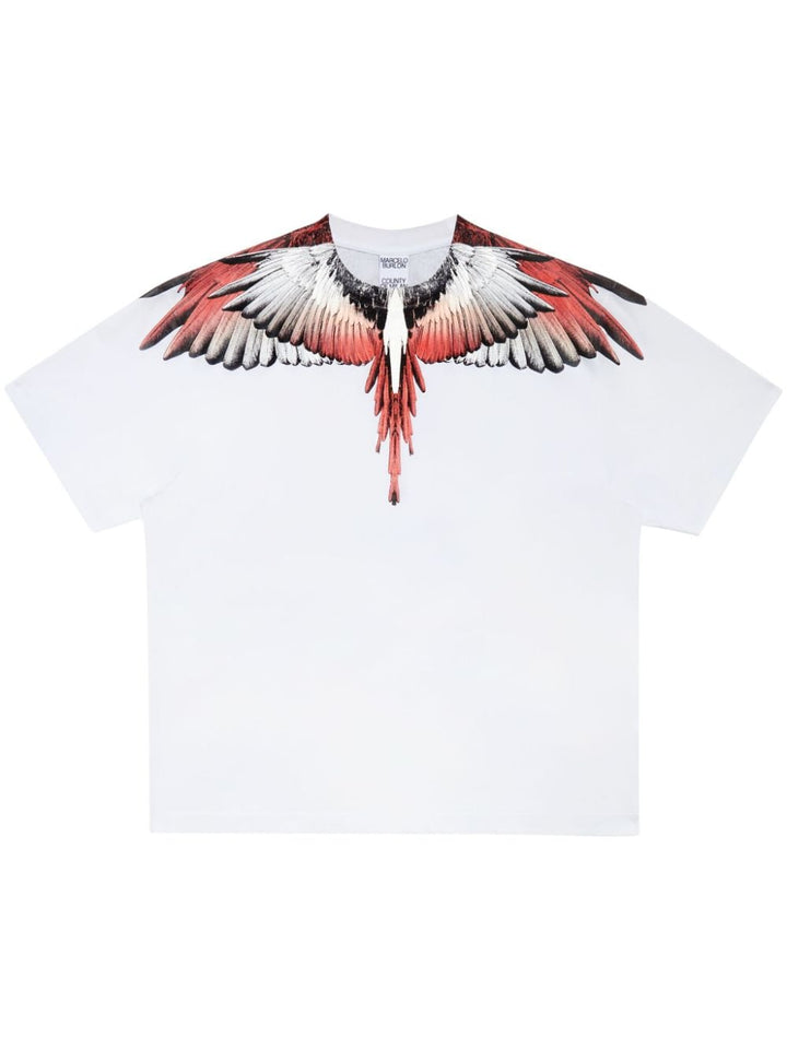 T-shirt bianca stampa icon wings rossa