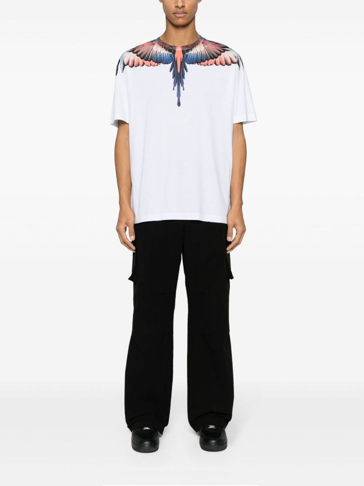 T-shirt bianca stampa icon wings multicolor