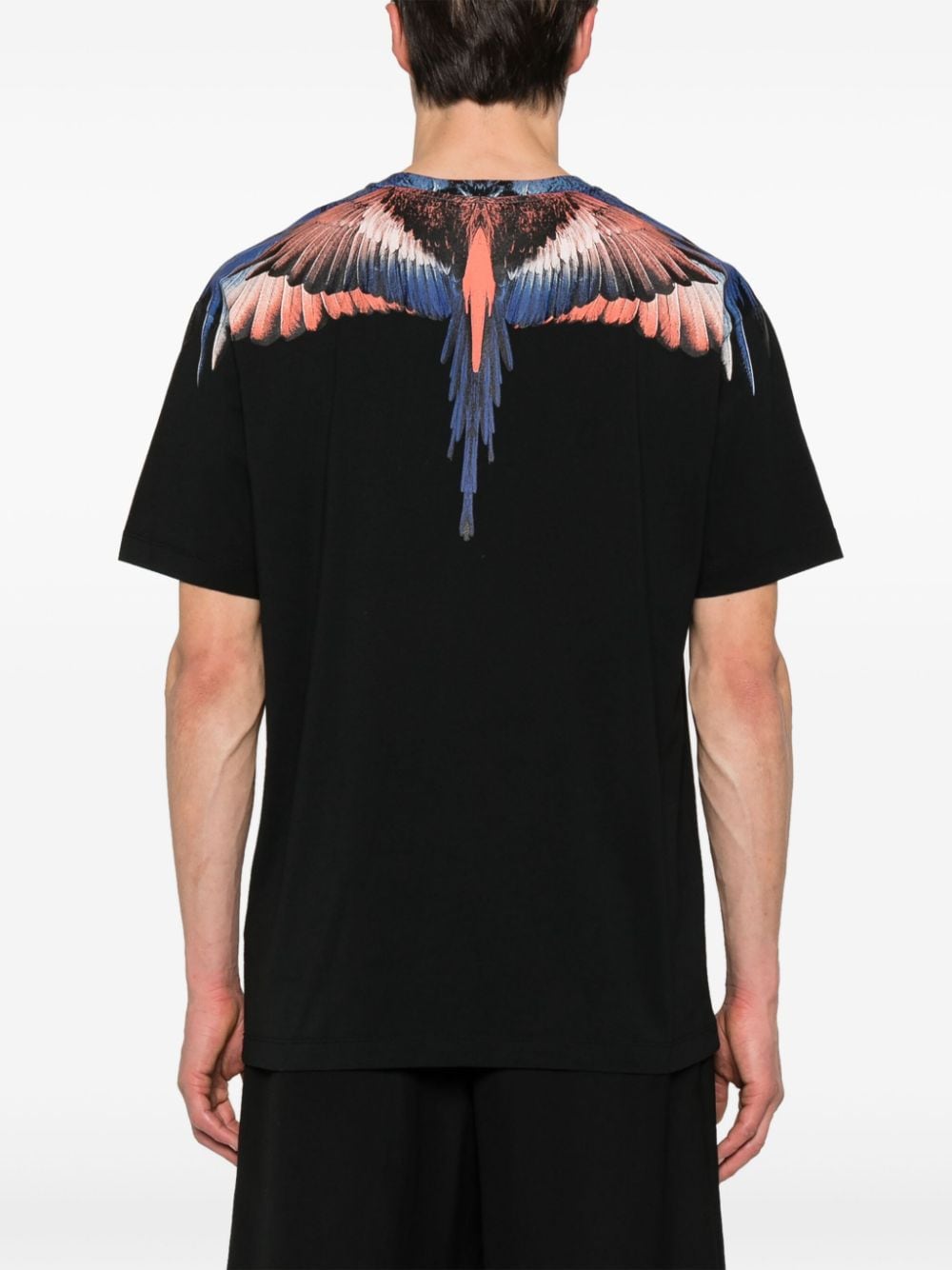 T-shirt nera stampa icon wings multicolor