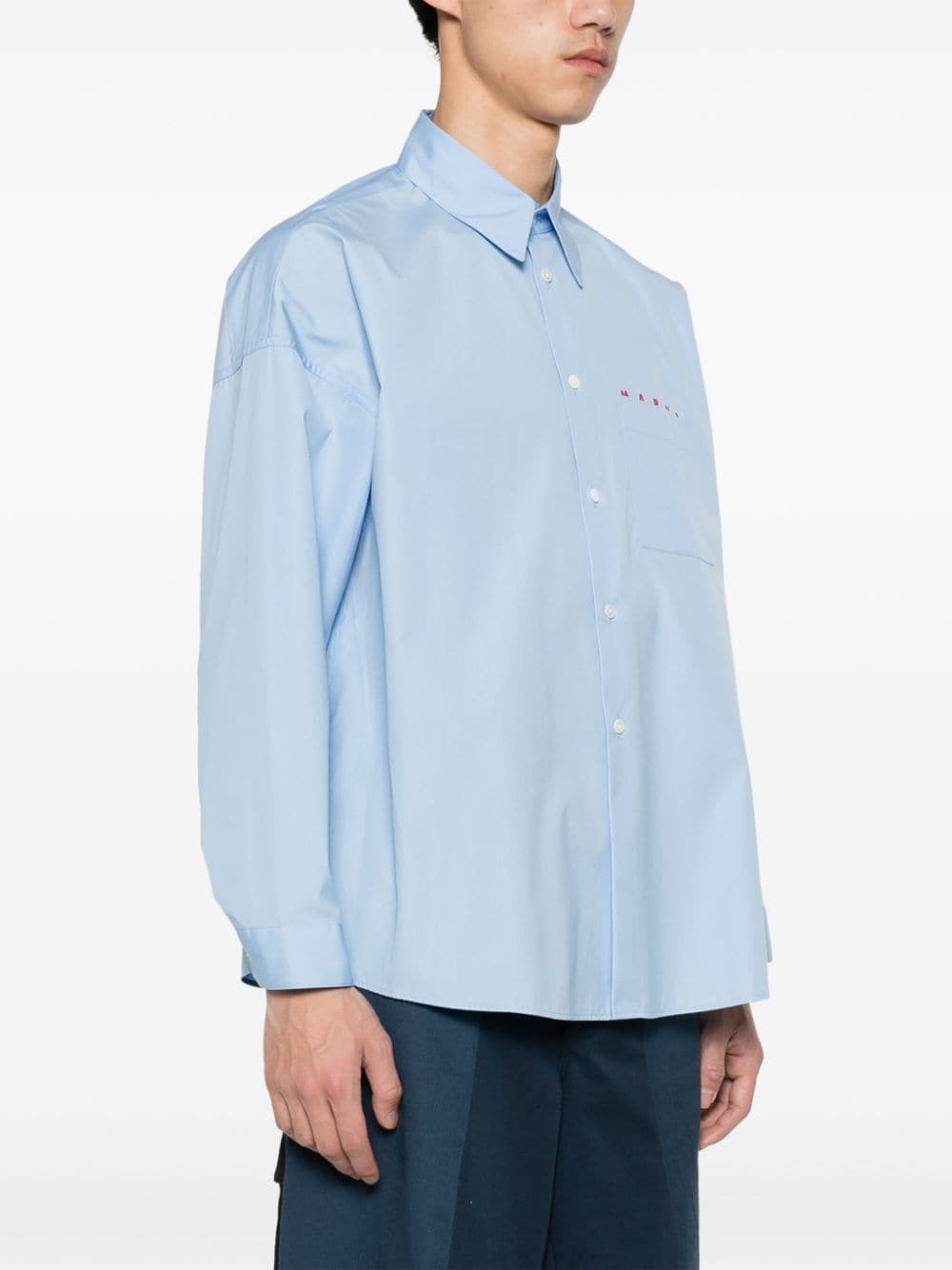 Camicia blu iris con logo