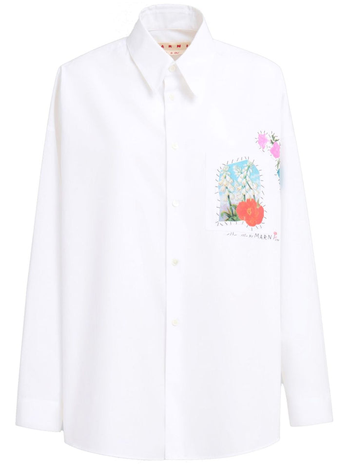 Chemise blanche avec appliqué fleurs