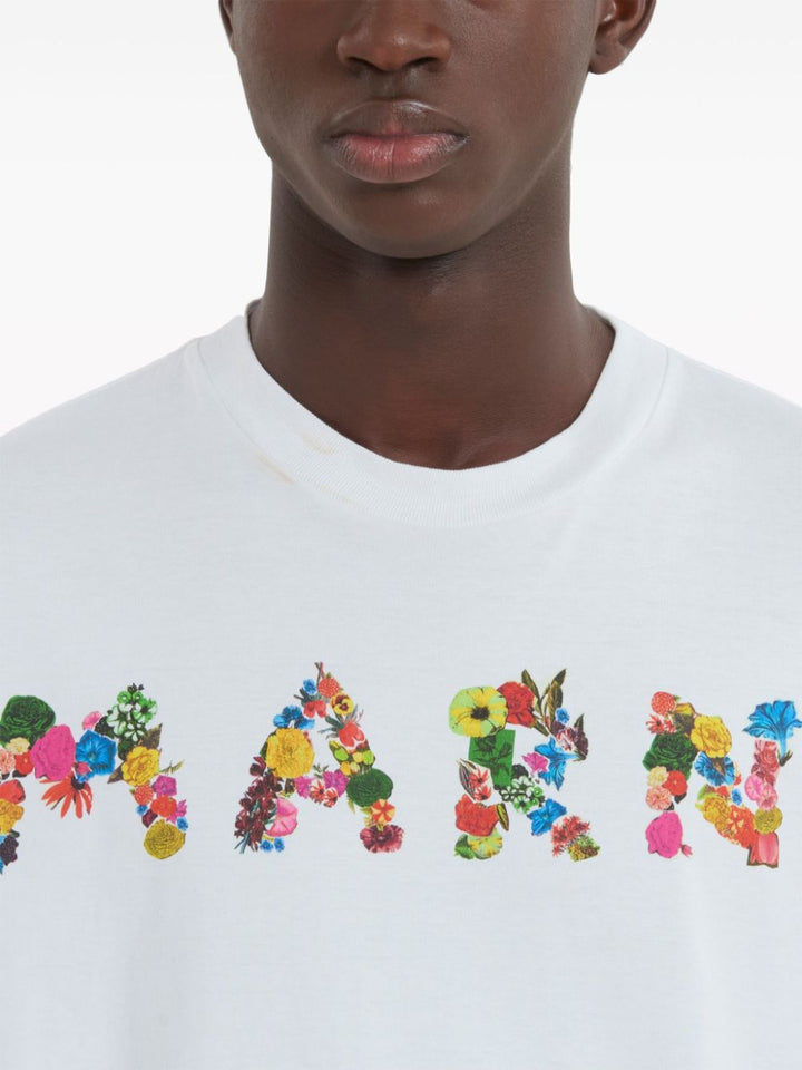 T-shirt blanc à logo multicolore