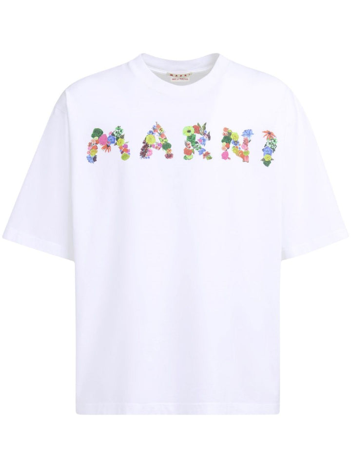 T-shirt blanc à logo multicolore
