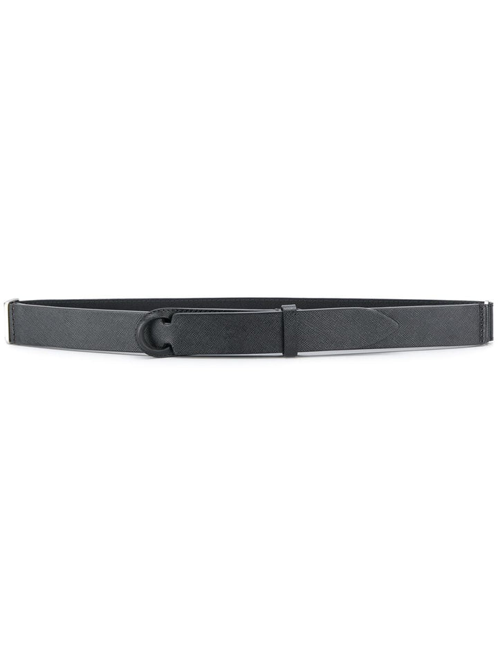 Black saffiano no buckle belt