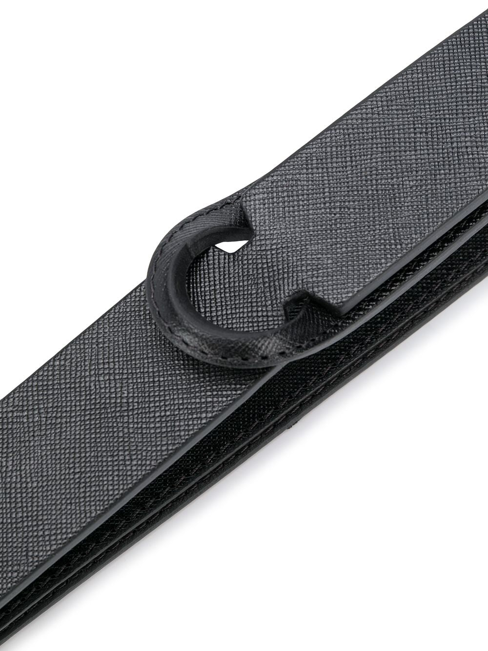 Black saffiano no buckle belt