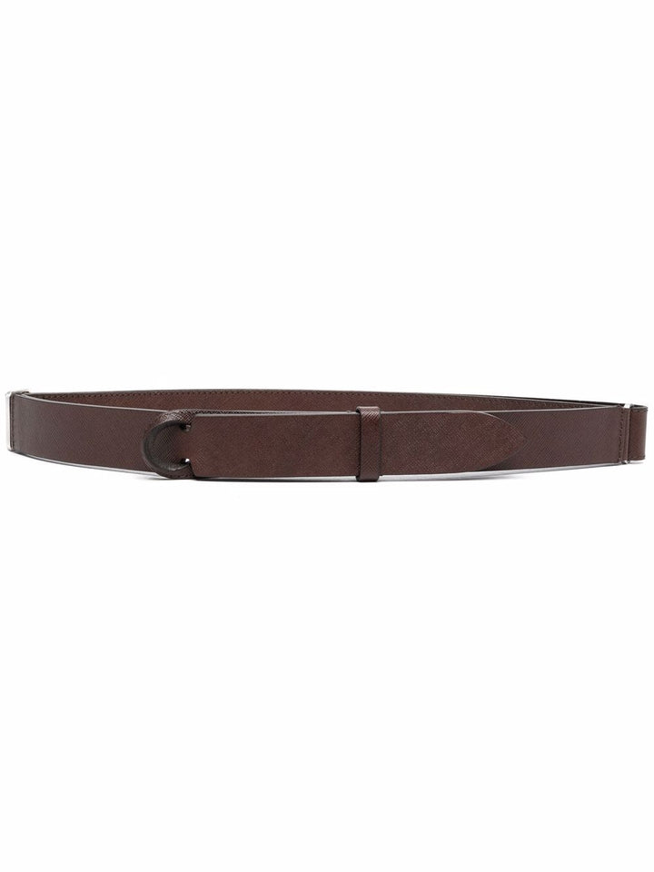 Dark brown saffiano no buckle belt