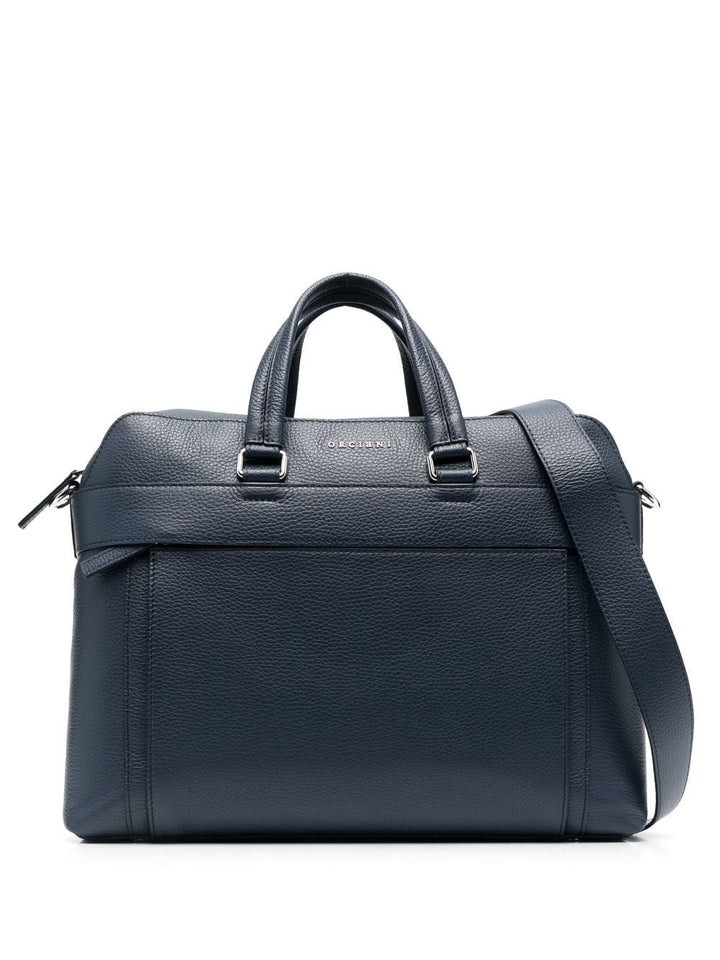 Navy leather holdall