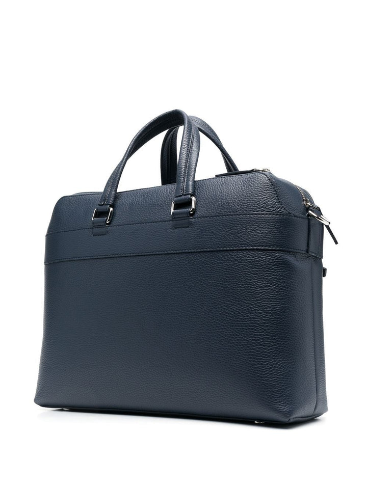 Navy leather holdall
