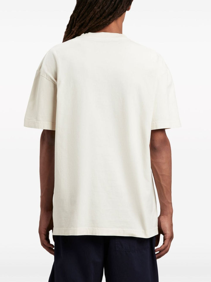 T-shirt bianca logo sul collo