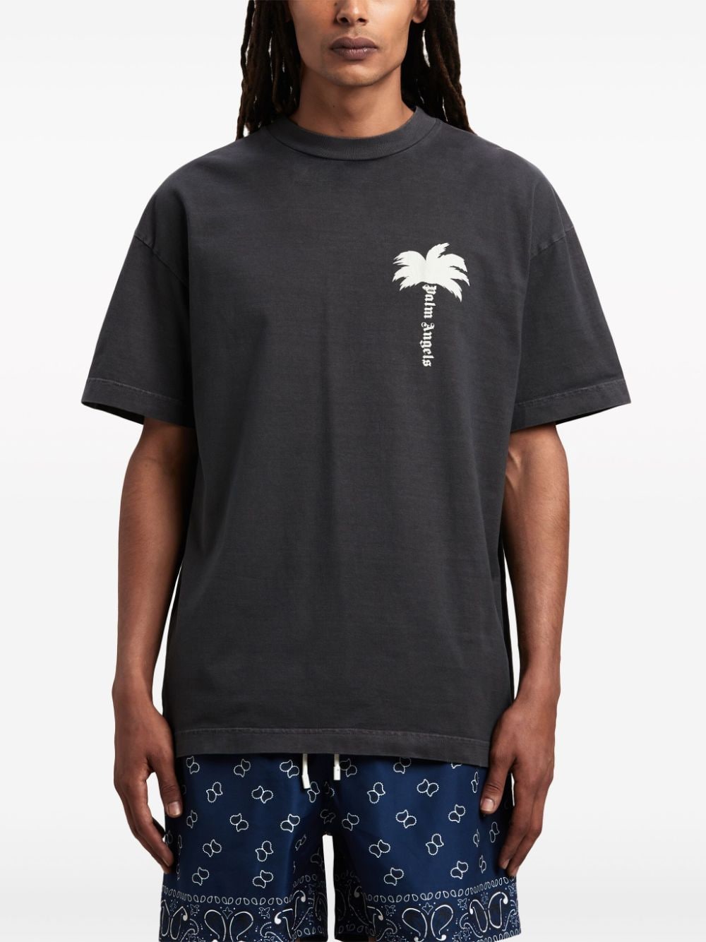 Gray palm tree logo t-shirt
