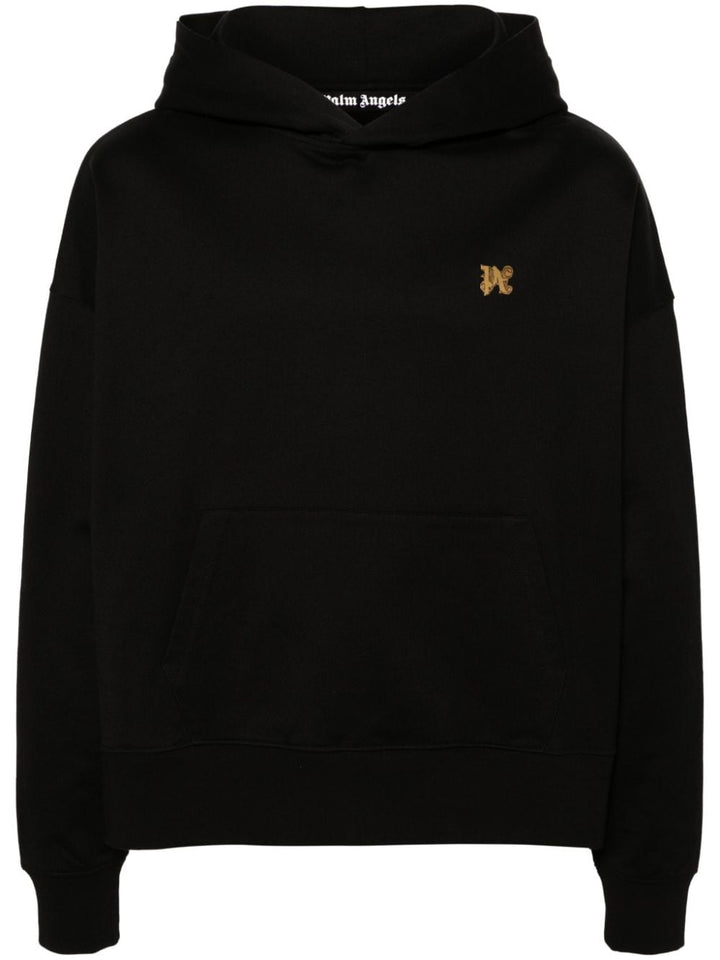 Black monogram logo hoodie