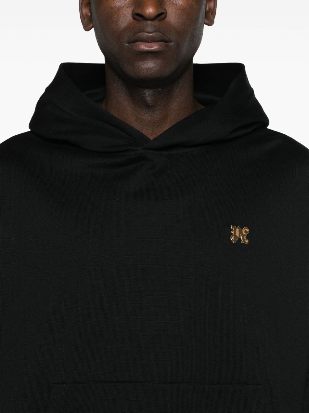 Black monogram logo hoodie