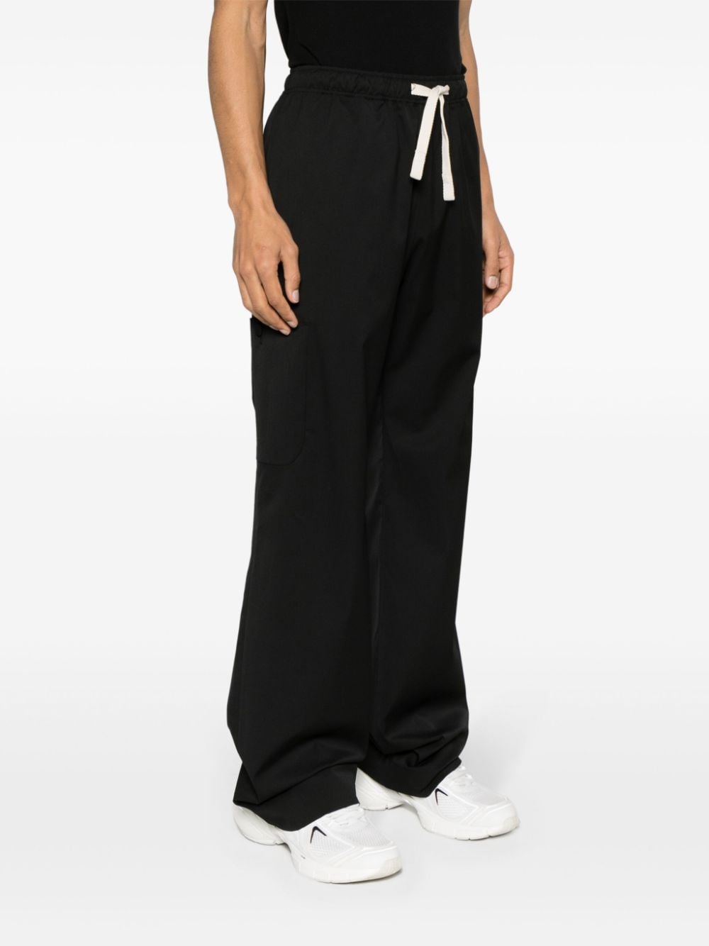 Black cargo trousers with drawstring