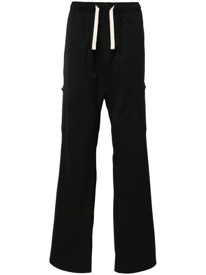 Black cargo trousers with drawstring