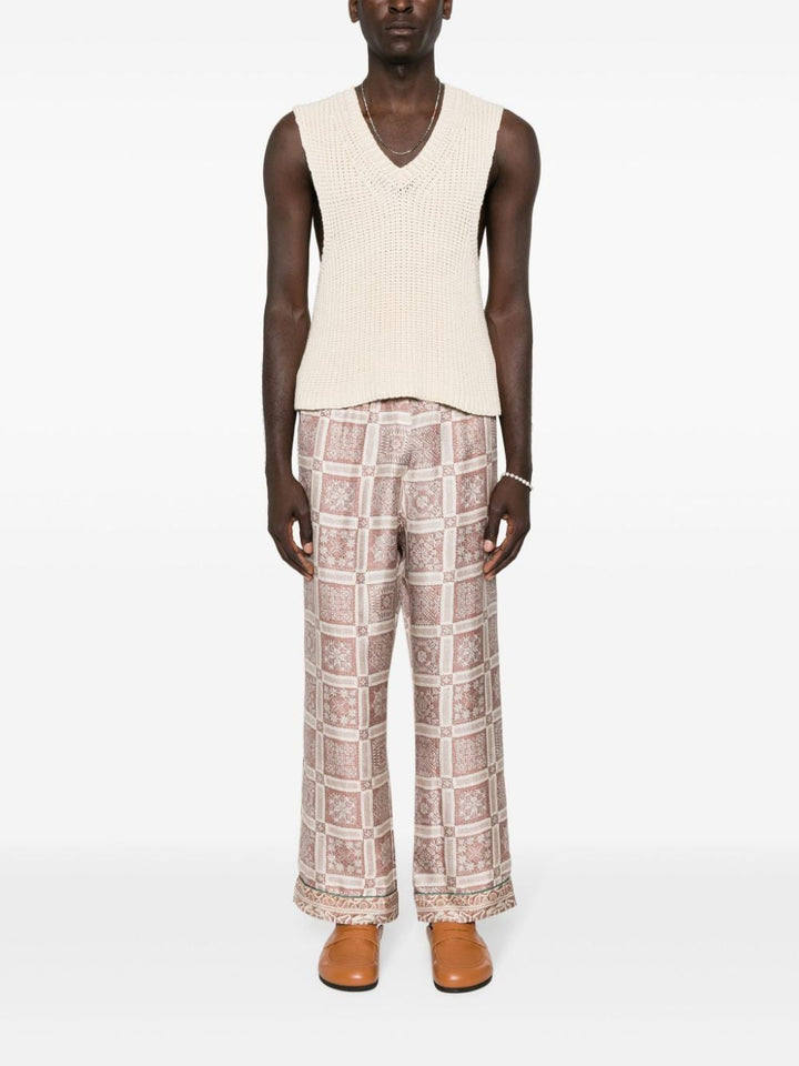 Aloe trousers with beige graphic print