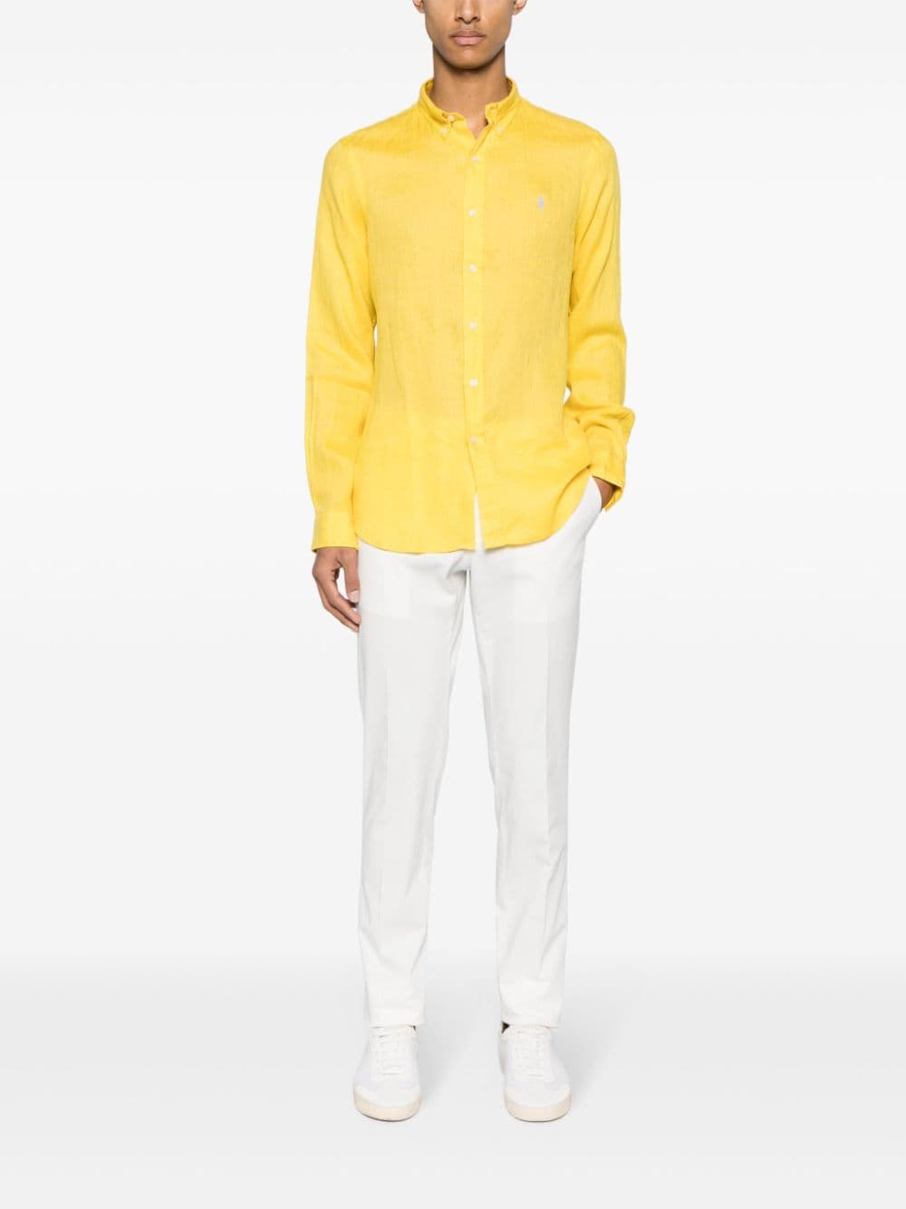 Yellow button-down shirt