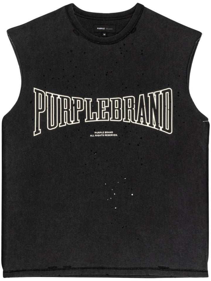 Black tank top with logo