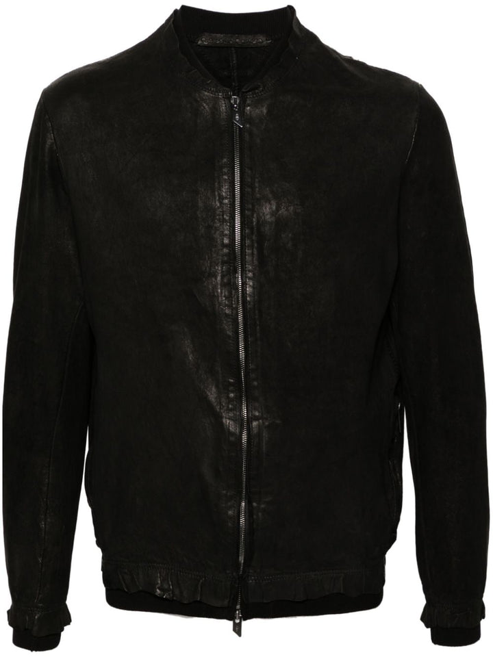 Black suede bomber jacket