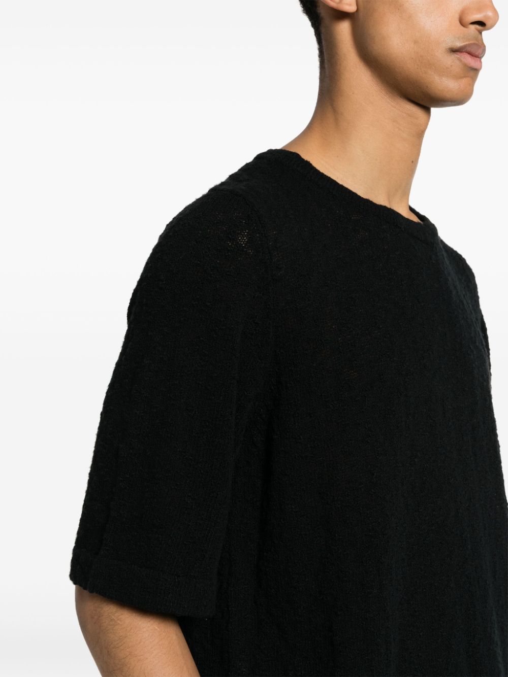 Black bouclé t-shirt