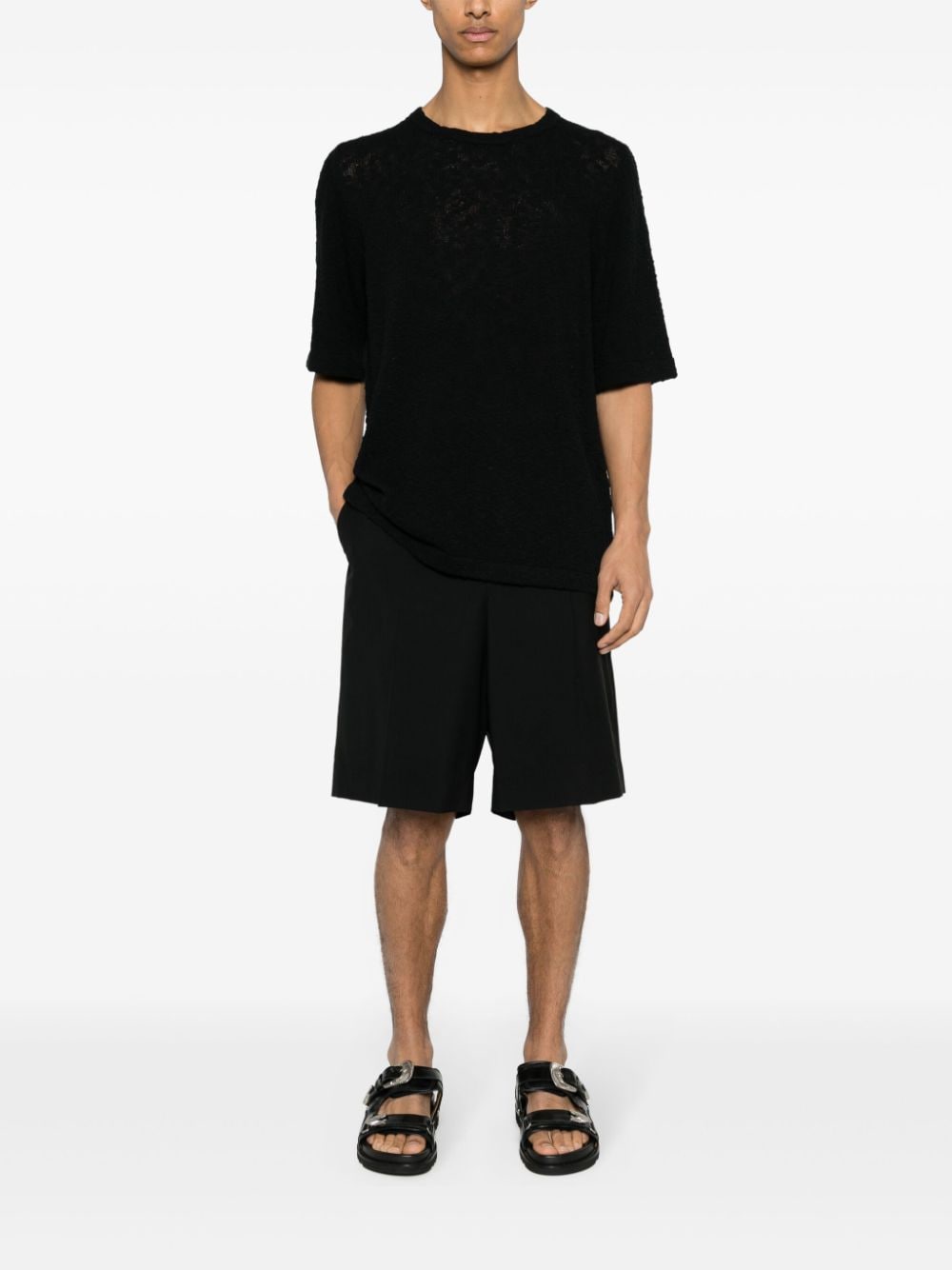 Black bouclé t-shirt