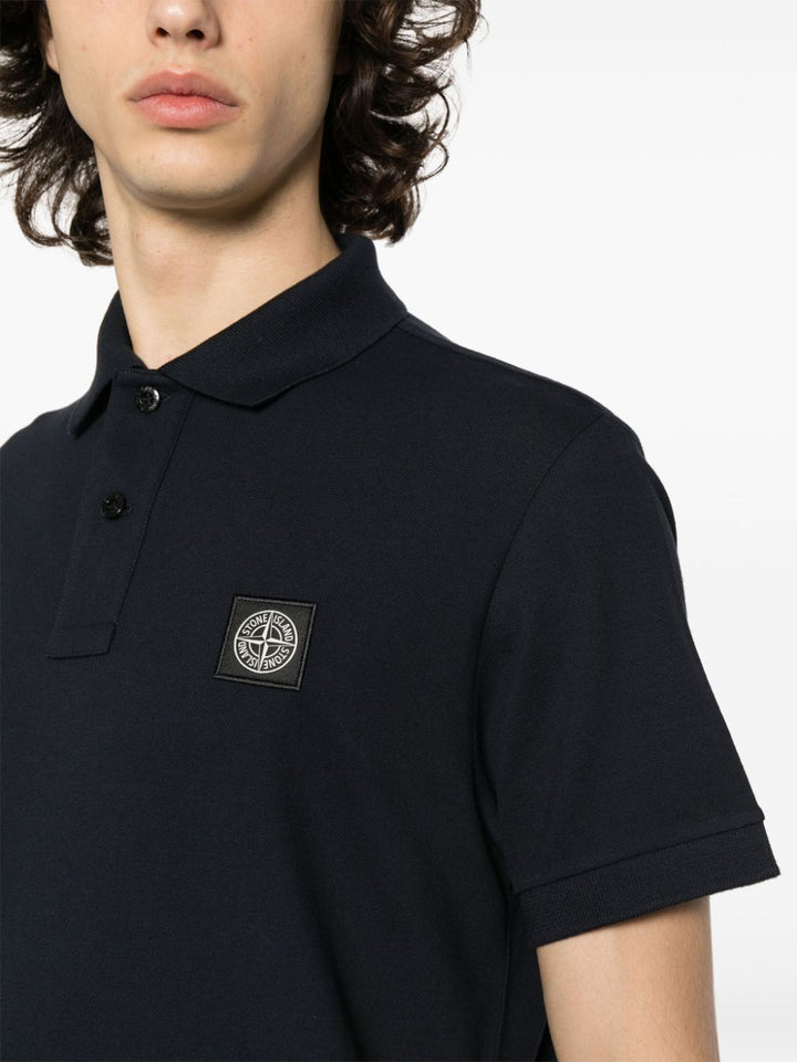 Blue logo patch polo shirt