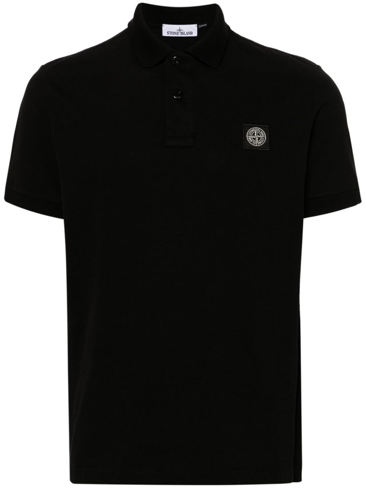 Black logopatch polo shirt
