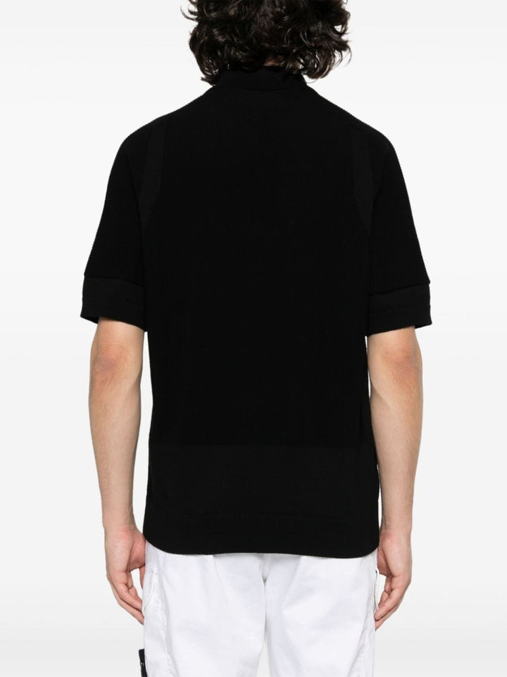 Black knitted polo shirt