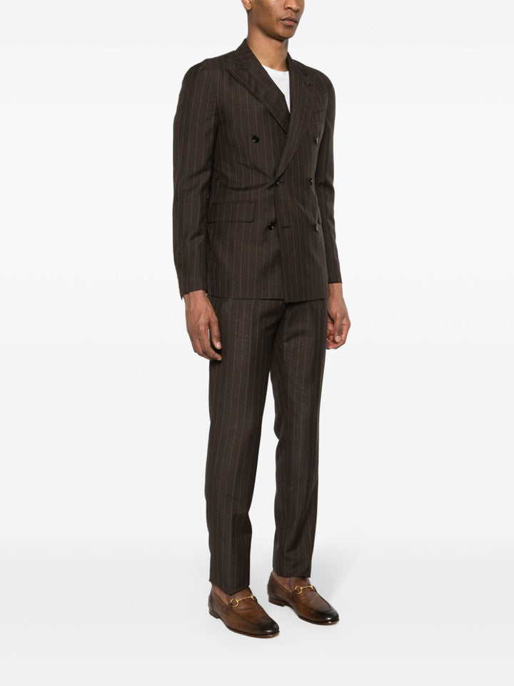 Brown pinstriped suit
