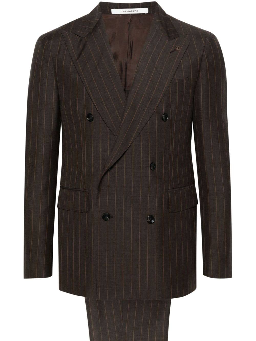 Brown pinstriped suit