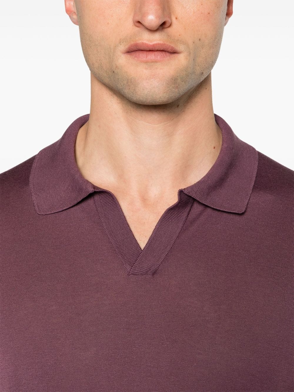 Keith polo shirt in plum silk