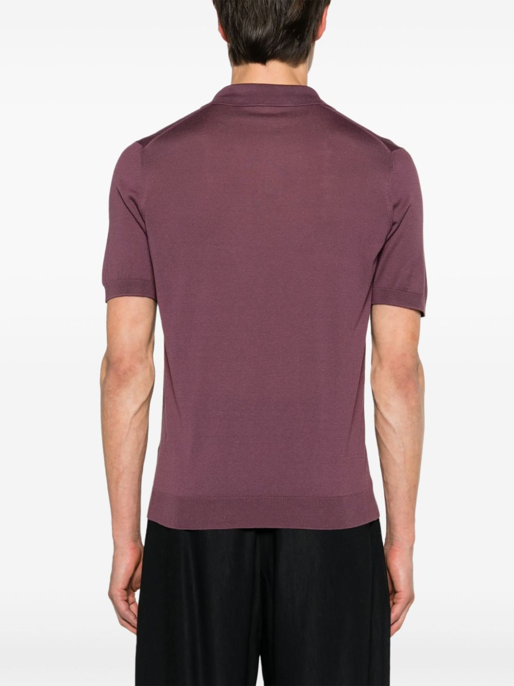 Keith polo shirt in plum silk