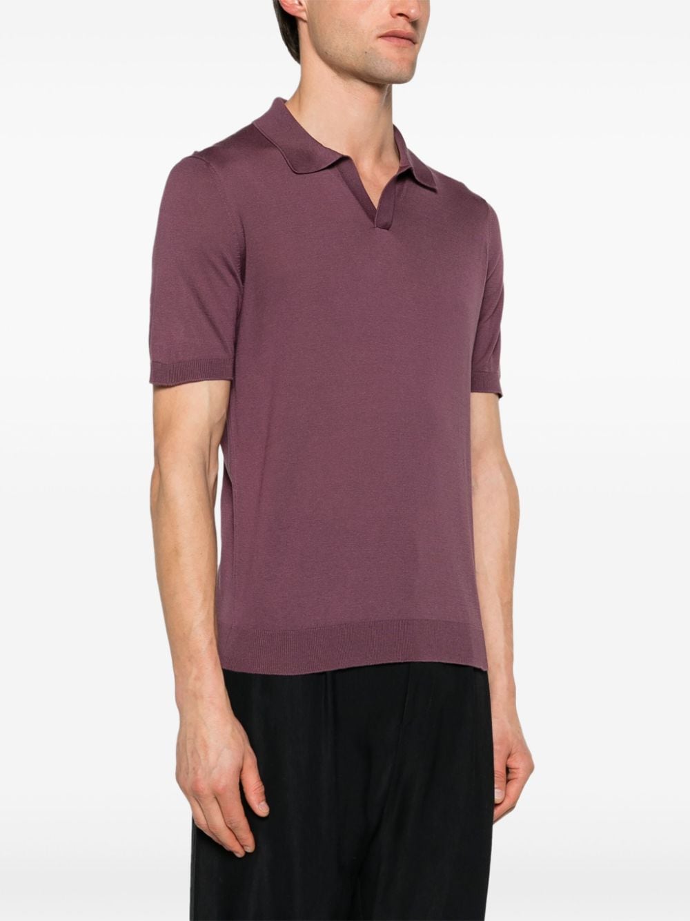 Keith polo shirt in plum silk